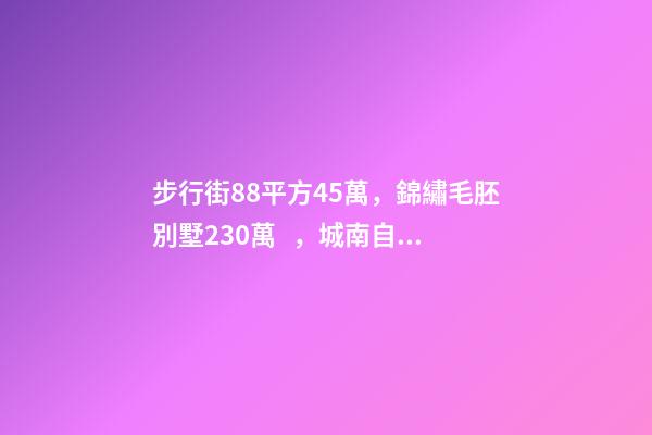 步行街88平方45萬，錦繡毛胚別墅230萬，城南自建房273平帶院165萬